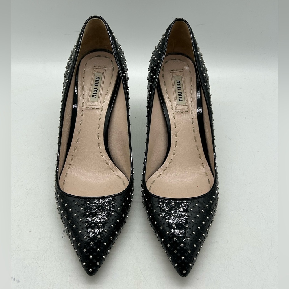 Miu miu black studded heels